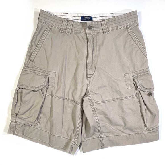 Polo Ralph Lauren Khaki Cargo Shorts Size 34 Cotton Men's - Picture 1 of 9